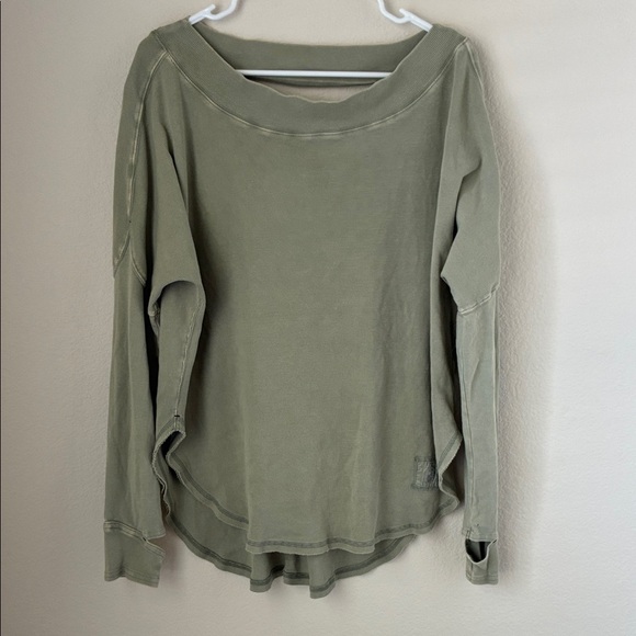 Free People Sage Green Oversized Sweatshirt - Picture 2 of 6